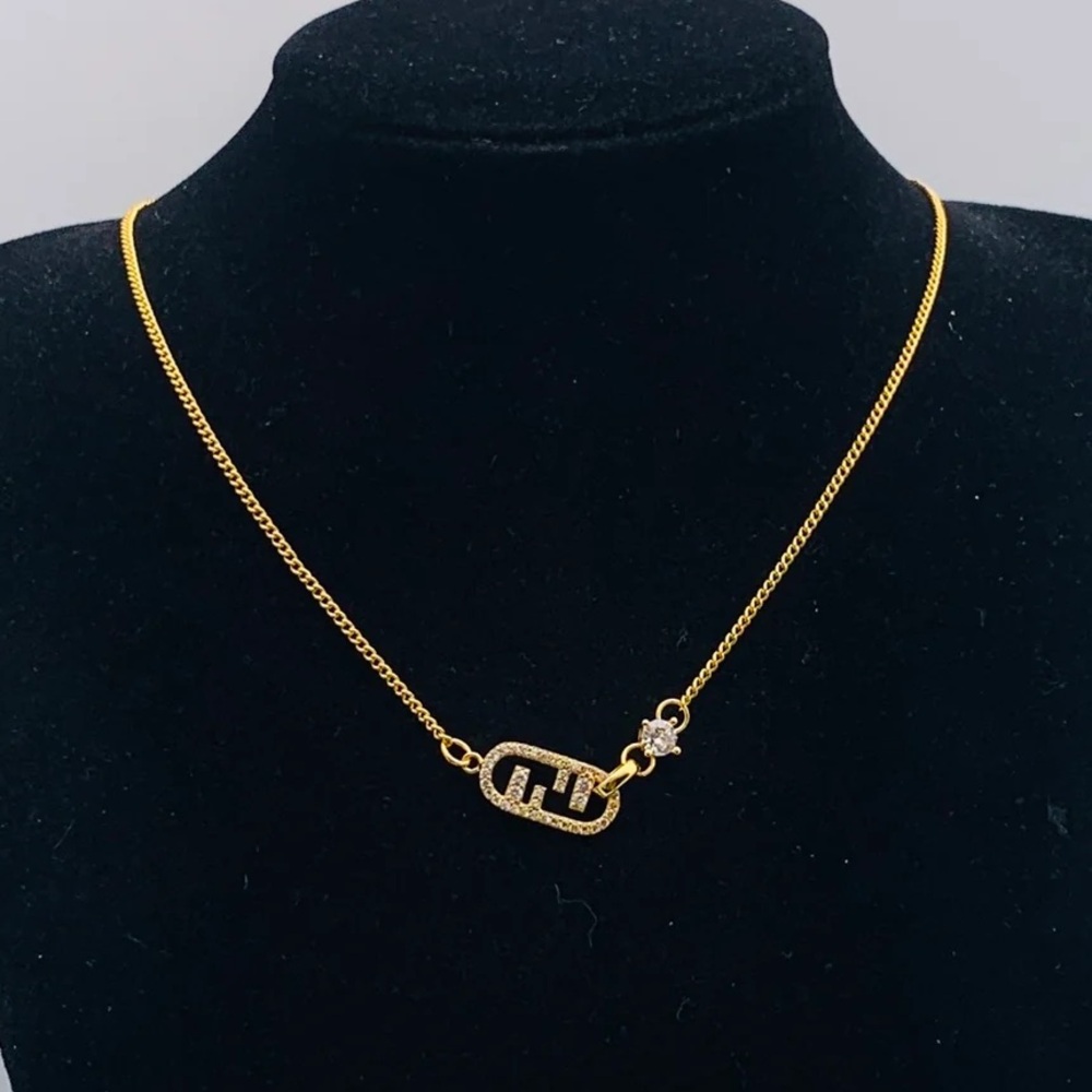 DESIGNER INSPIRED STONE LOGO NECKLACE